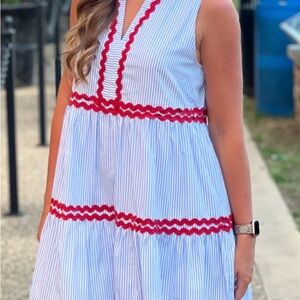 Entro Beige and Pink Striped Dress